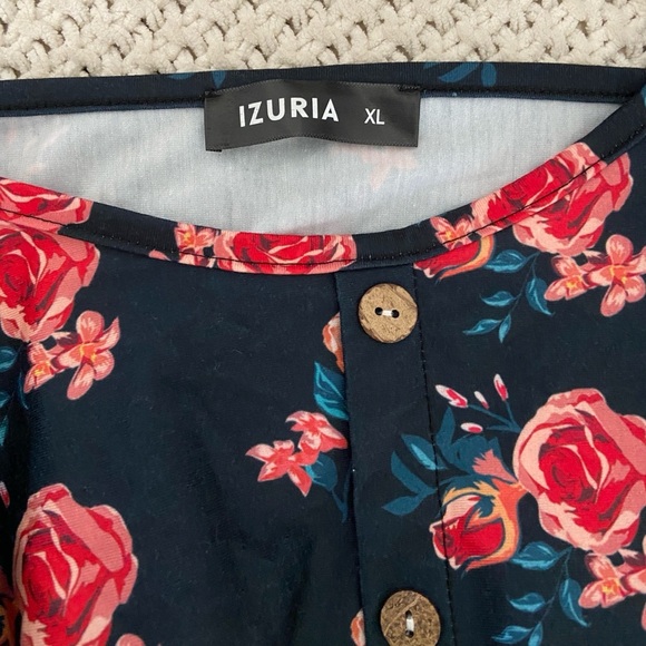 Navy floral print wide leg jumpsuit - Picture 10 of 11